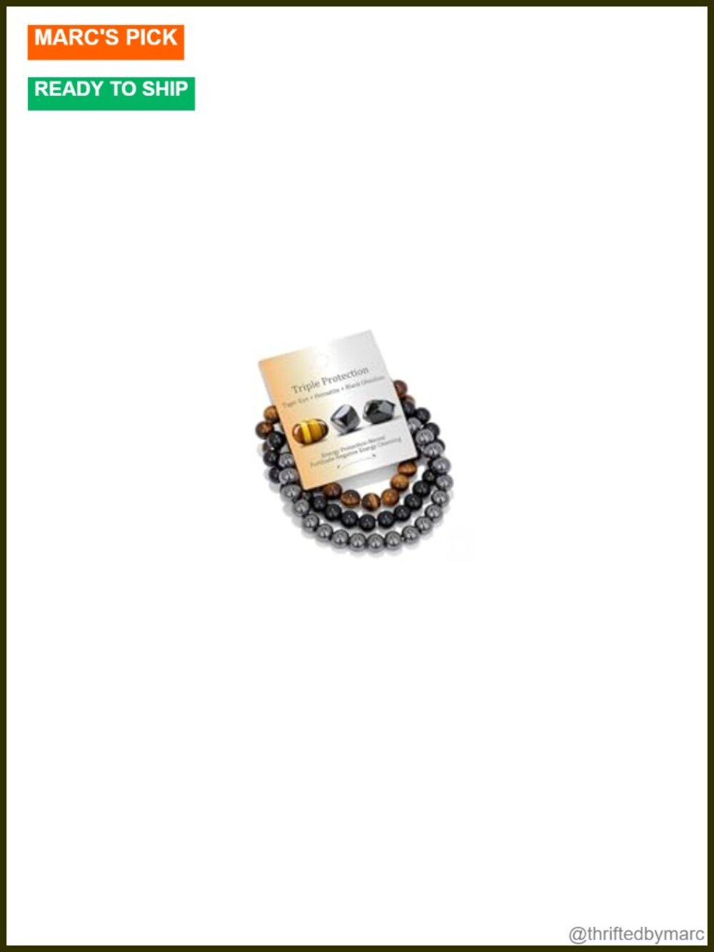Healing Crystal Bracelet Tiger Eye Hematite Black Obsidian Natural Stone Beaded